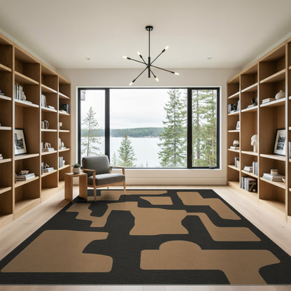 Tan Abstract Form Area Rug