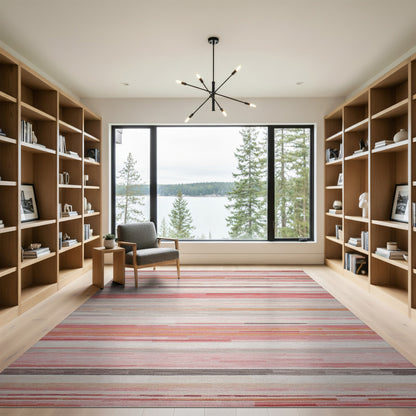 Blush Pink Striped Abstract Area Rug