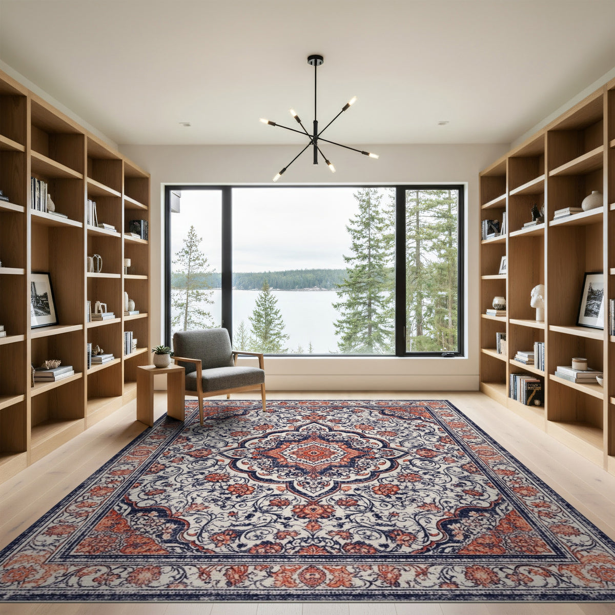 Distressed Persian Floral Medallion Area Rug