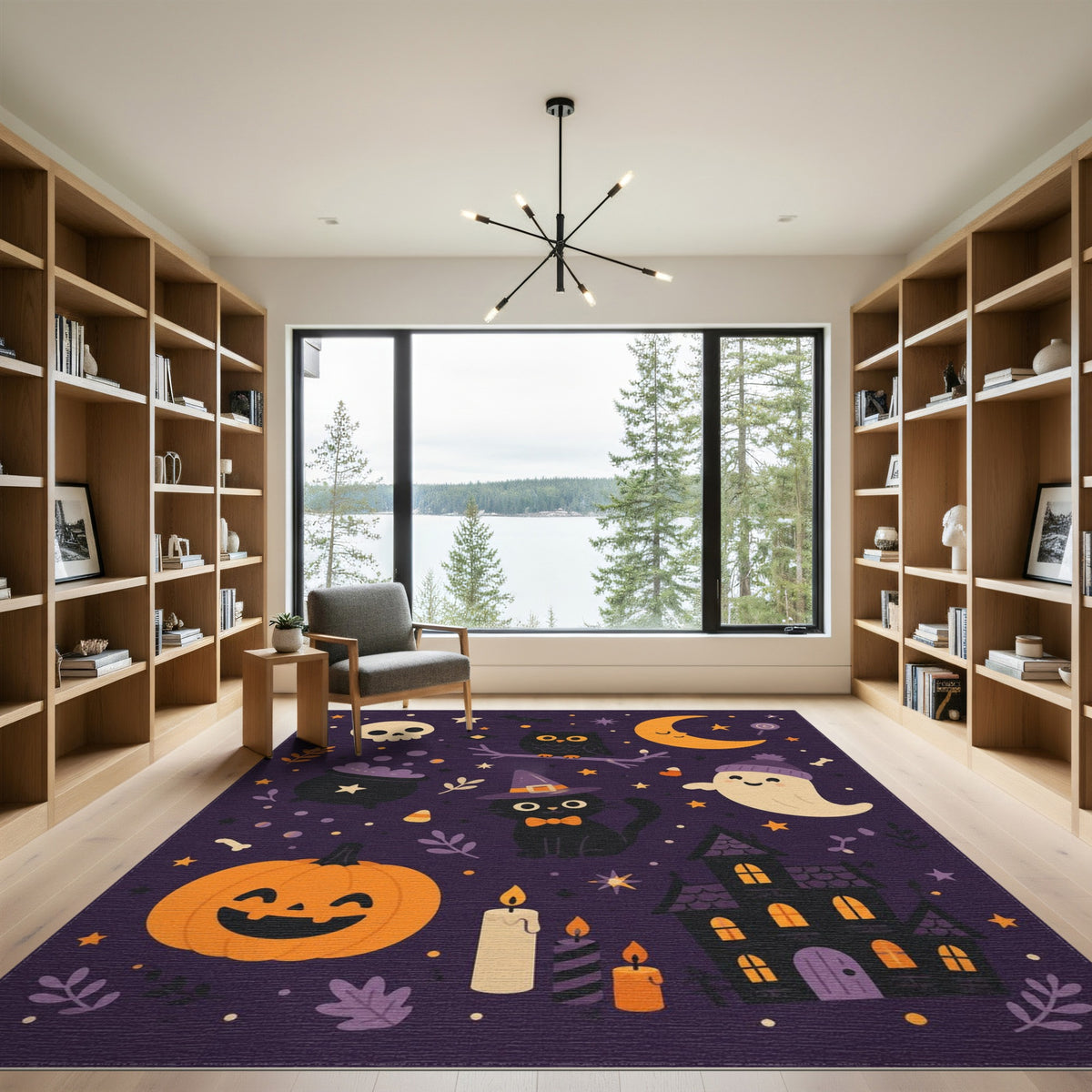 Cute Halloween Purple Kids Cartoon Area Rug