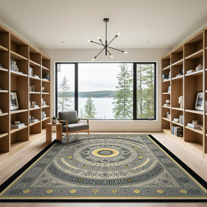 Black White Mandala Area Rug