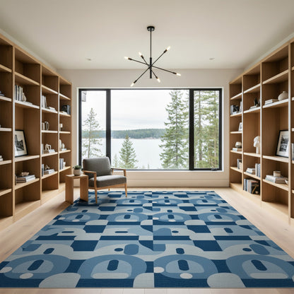 Blue Geometric Modern Area Rug