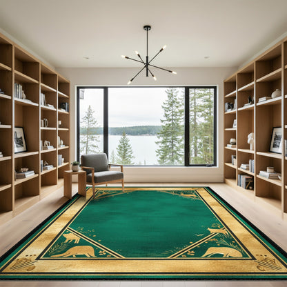 Green Woodland Wildlife Area Rug