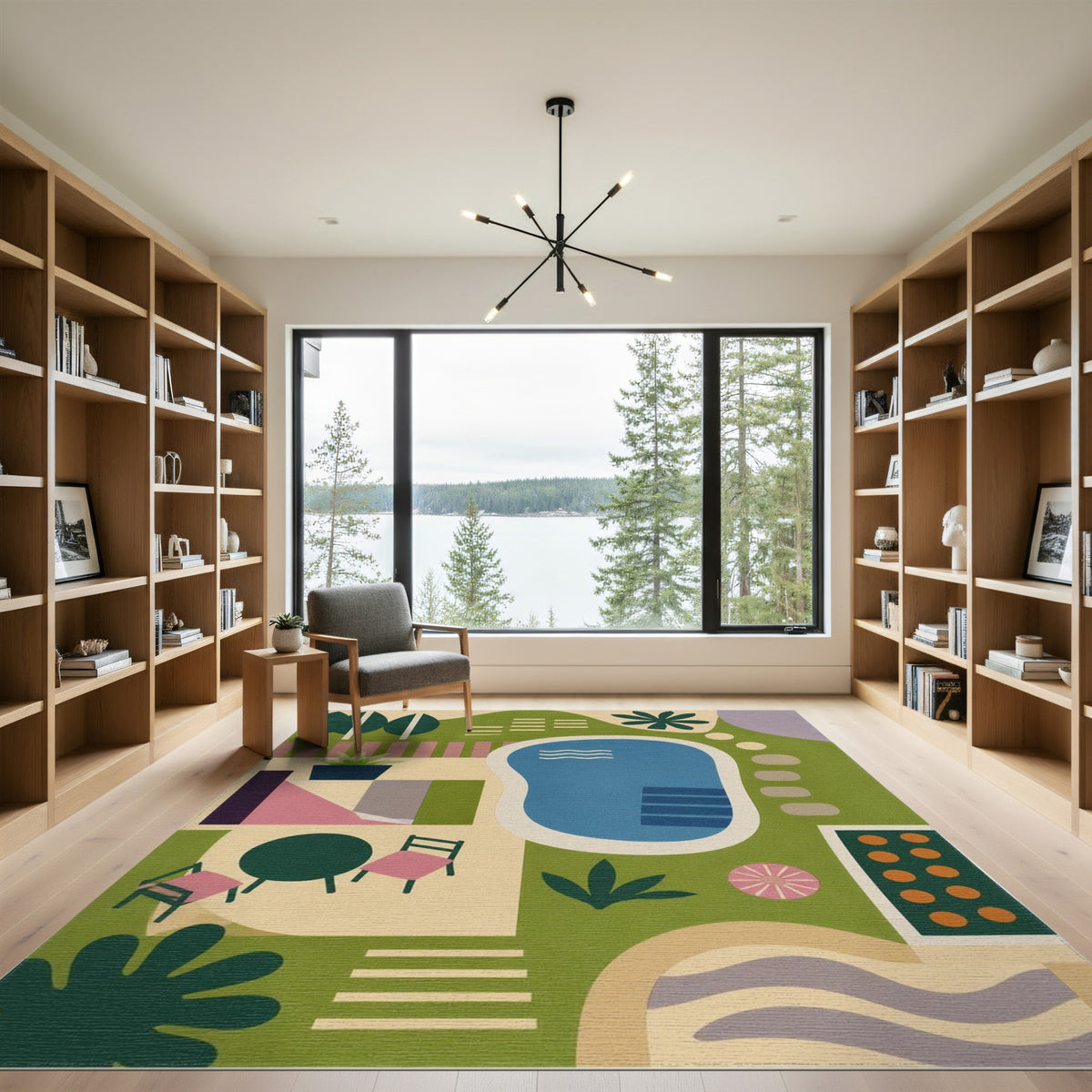 Geometric Modern Abstract Geometric Poolside Area Rug