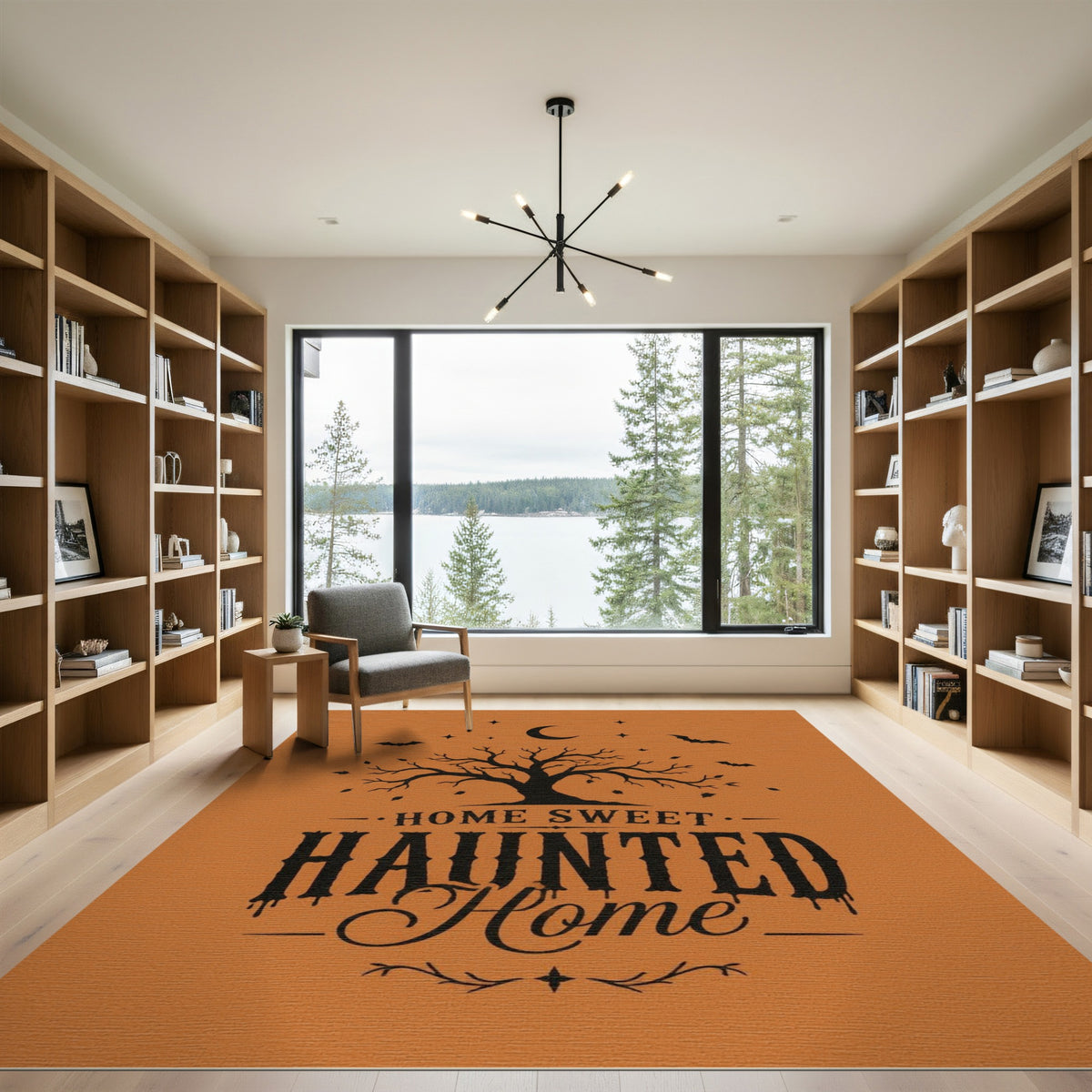 Home Sweet Haunted Home Orange Area Rug
