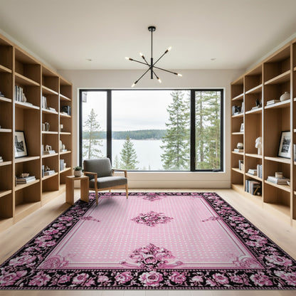 Pink Rose Floral Vintage No. 12 Area Rug