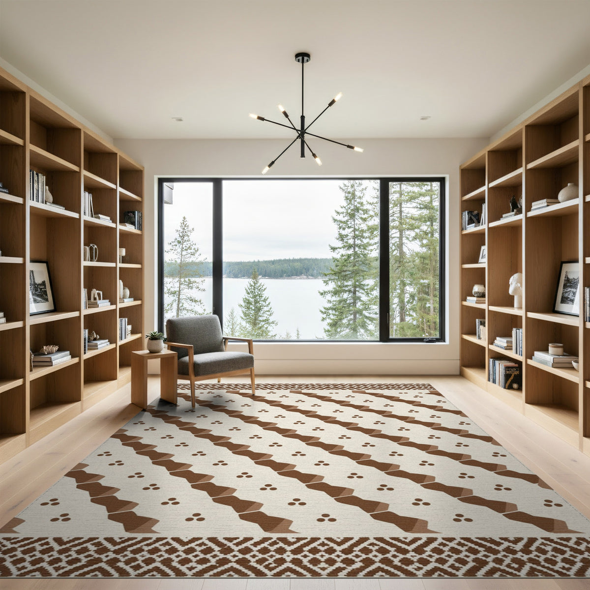 Brown Tribal Geometric Area Rug