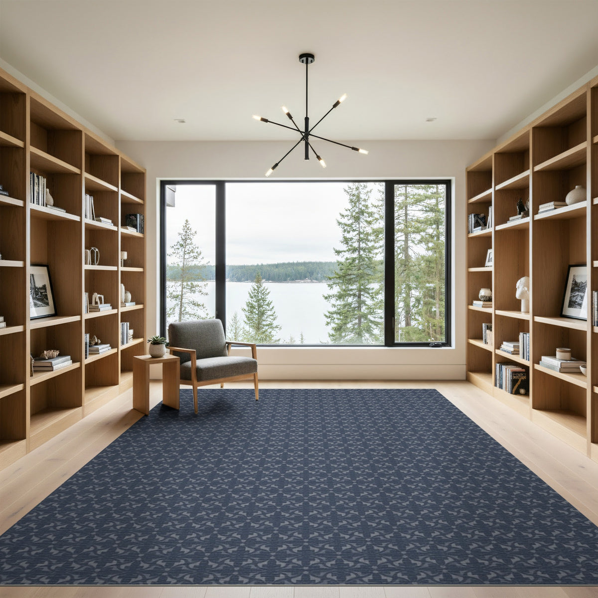 Navy Blue Geometric Area Rug