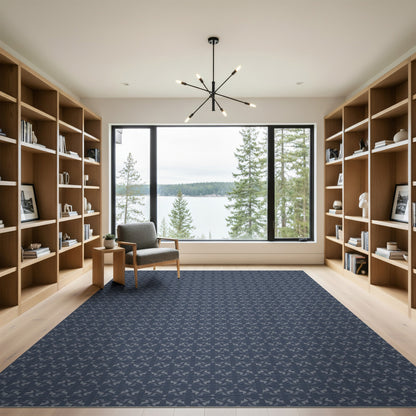 Navy Blue Geometric Area Rug
