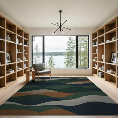Abstract Wave Multi-Color and Patterns Area Rug