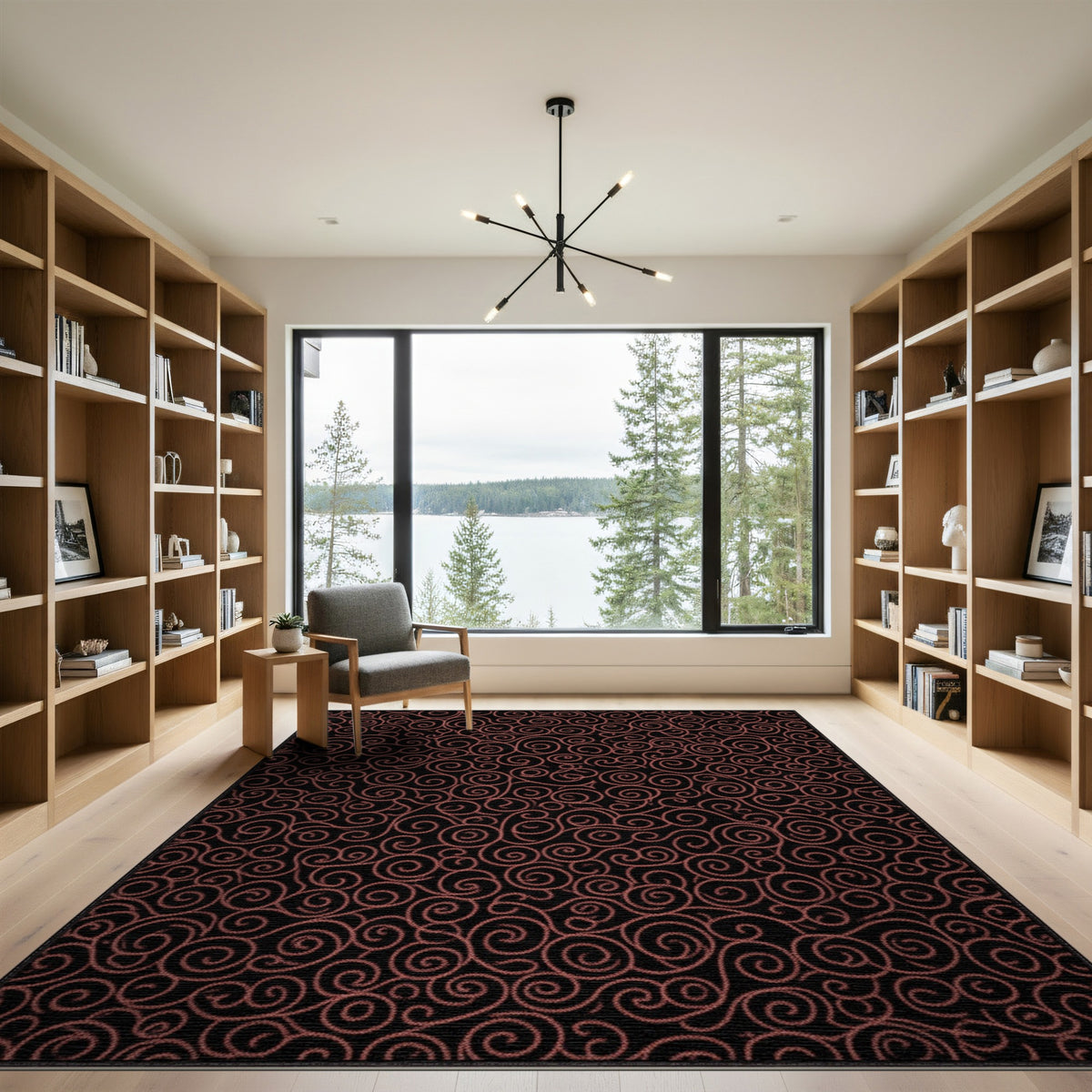Red Spiral Swirl Area Rug