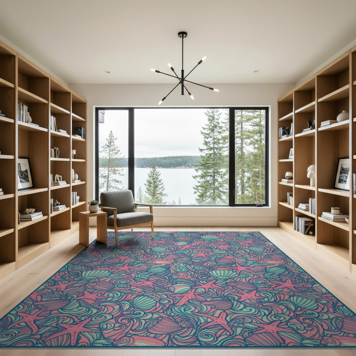 Pink Starfish Coastal Area Rug