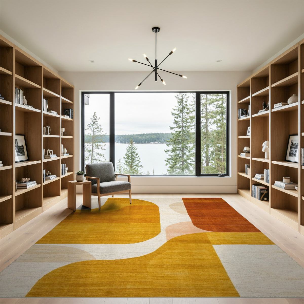 ODIKA Warm Yellow Abstract Area Rug