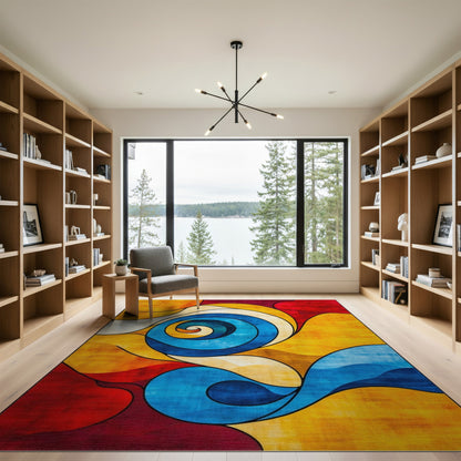 Abstract Area Multi-color and Patterns Vibrant Swirl Abstract Multi-Color Area Rug