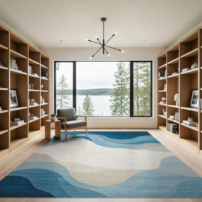 Blue Wave Abstract Area Rug