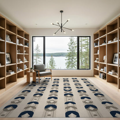 Geometric Modern Navy Geometric Area Rug