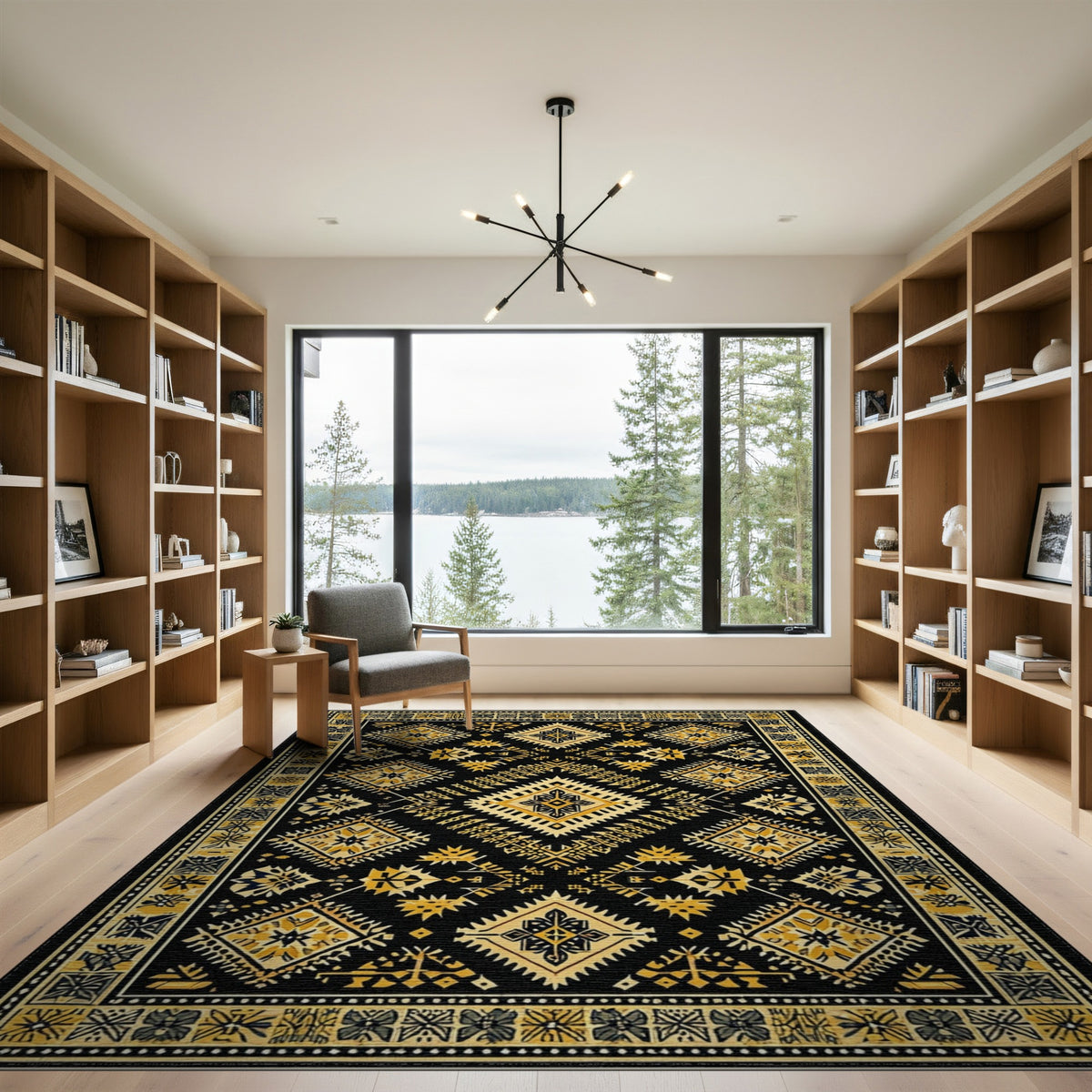 Heritage Tribal Black and Gold Area Rug