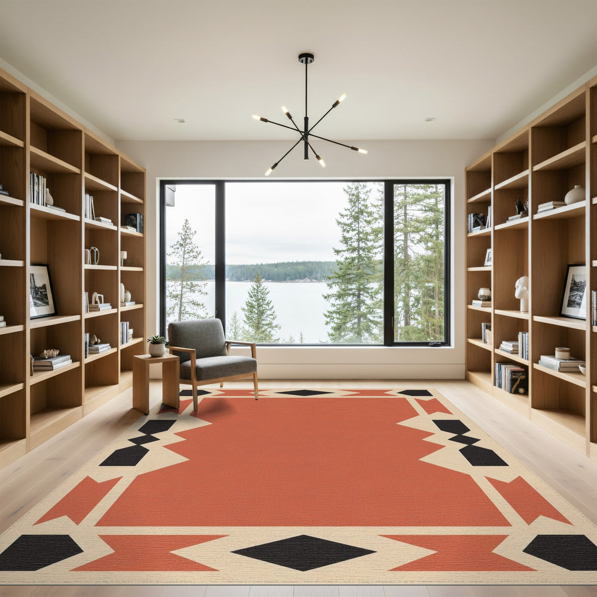 Geometric Orange Southwestern Orange Geometric Area Rug