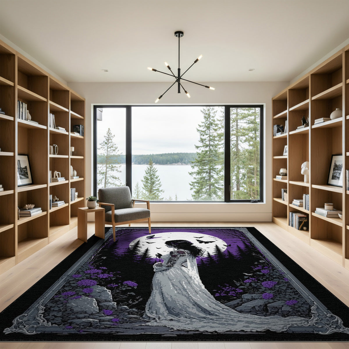 Purple Moonlit Forest Washable Area Rug