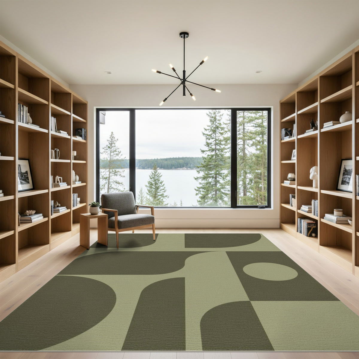 Olive Green Olive Green Geometric Area Rug