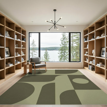 Olive Green Olive Green Geometric Area Rug