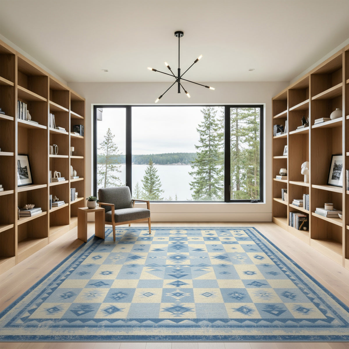 Blue Heritage Tribal Washable Area Rug