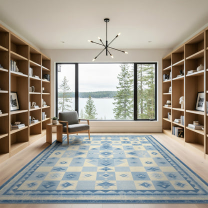 Blue Heritage Tribal Washable Area Rug