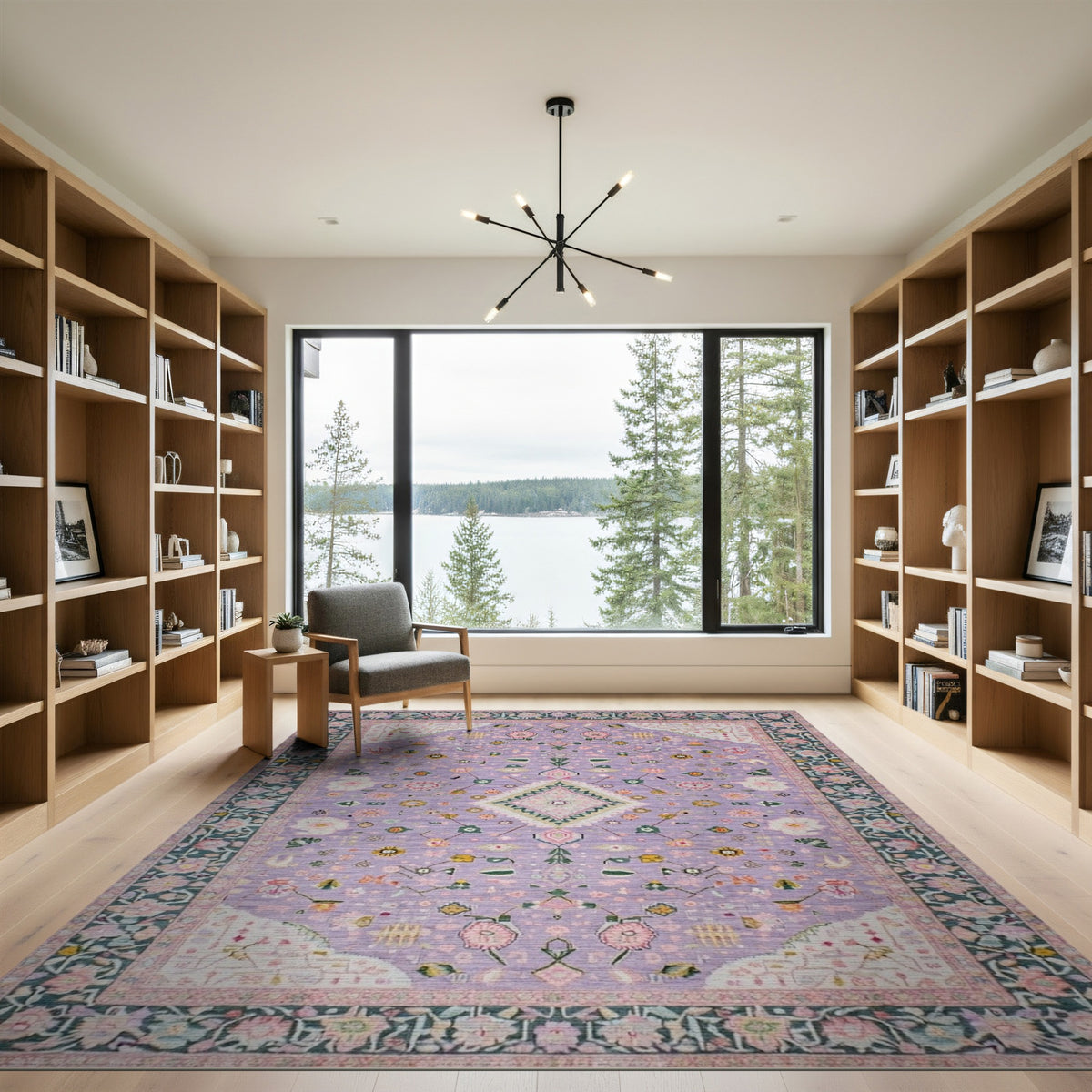 Purple Floral Persian Area Rug