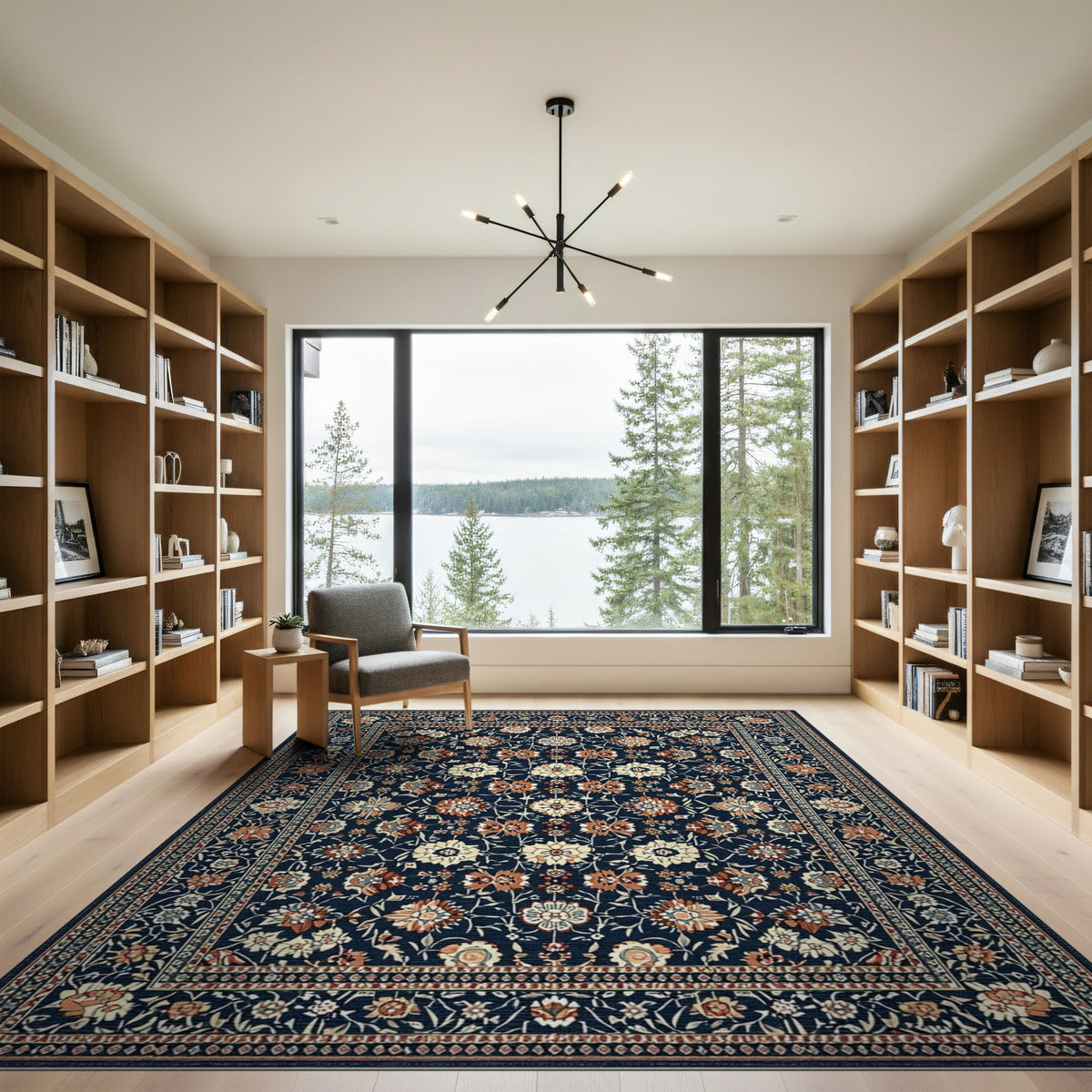 Blue and Teal Floral Navy Blue Persian Floral Area Rug