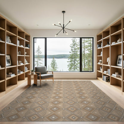 Brown and Tan Brown Tan Geometric Diamond Area Rug