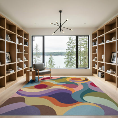 Abstract Area Multi-color and Patterns Vibrant Multi-Color Abstract Swirl Area Rug