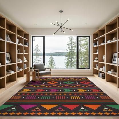 Vibrant Multi-Color Tribal Geometric Area Rug