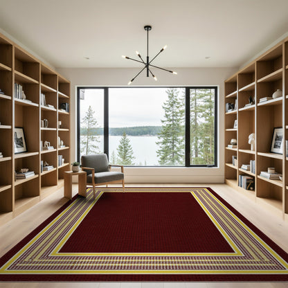 Red Traditional Persian Border Area Rug