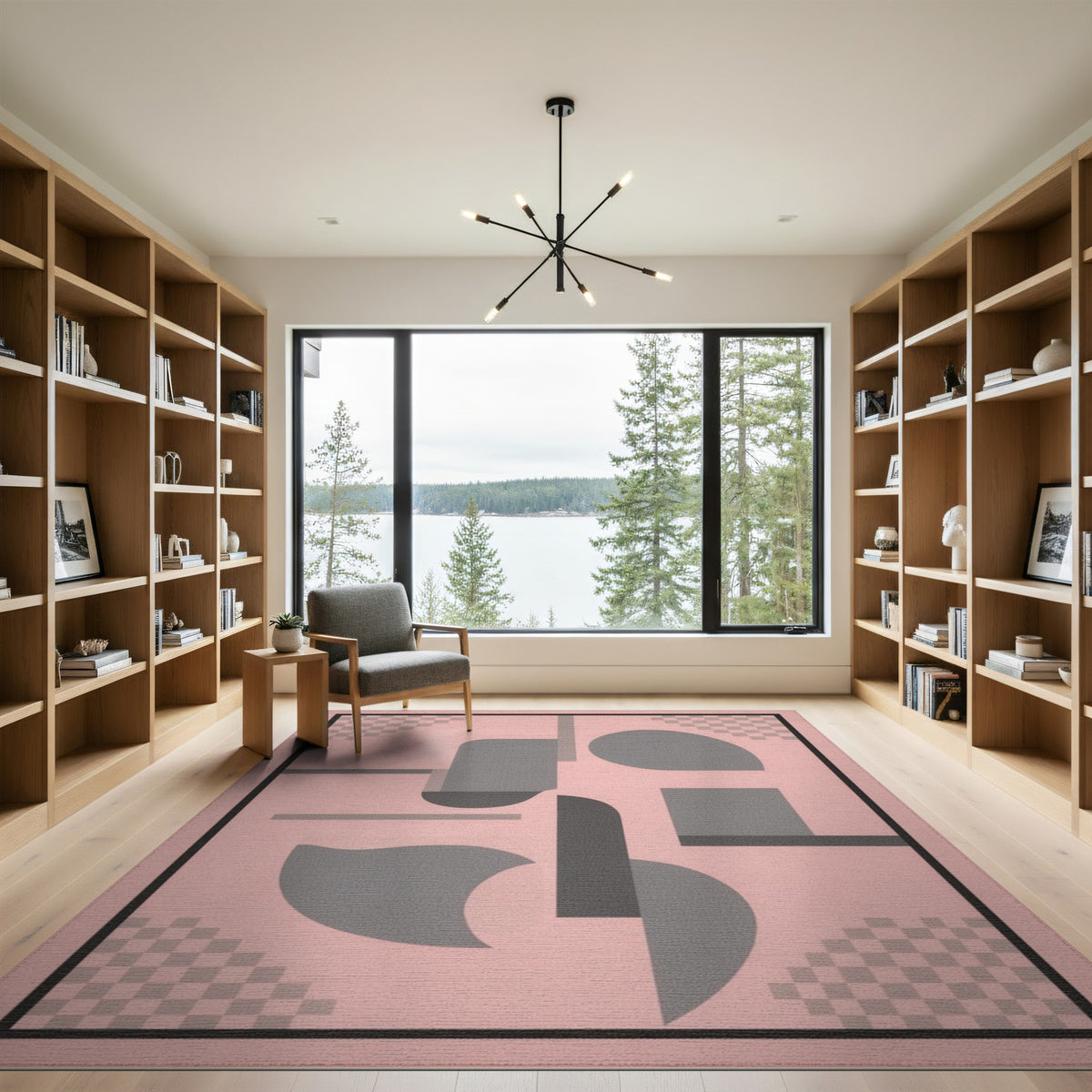 Geometric Modern Abstract Pink Geometric Abstract Area Rug