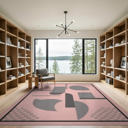Geometric Modern Abstract Pink Geometric Abstract Area Rug