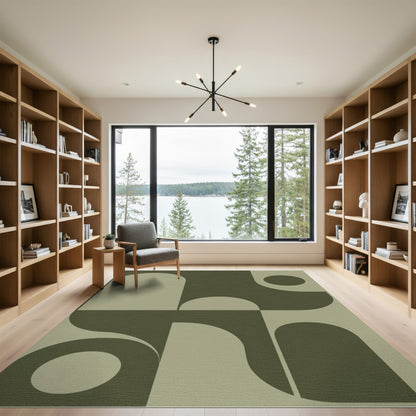 Geometric Modern Olive Green Geometric Modern Area Rug