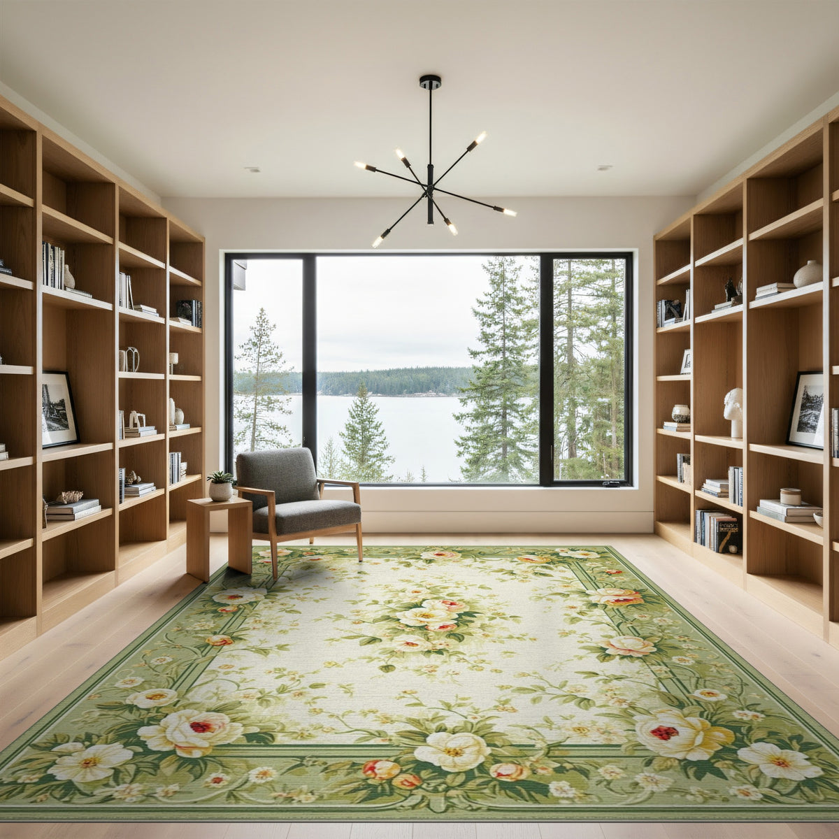 Floral Vintage Green Floral Vintage Rose Area Rug
