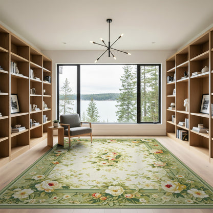Floral Vintage Green Floral Vintage Rose Area Rug