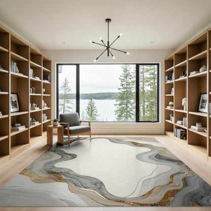 Neutral Marble Swirl Area Rug