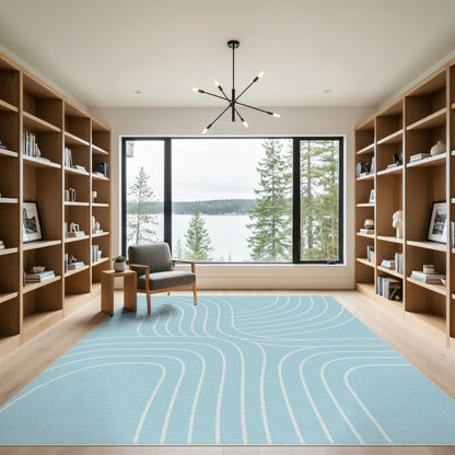 Light Blue Abstract Flow Area Rug
