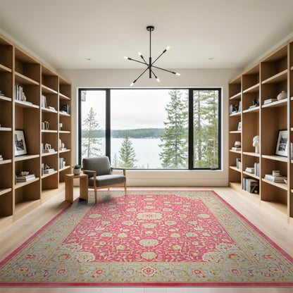 ODIKA Blush Pink Floral Medallion Rug