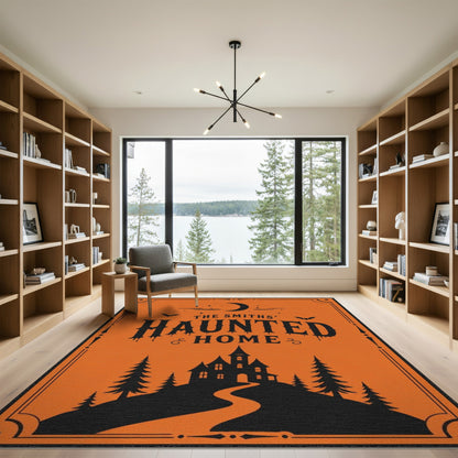 Distressed Vintage The Smiths' Haunted Home Orange Area Rug