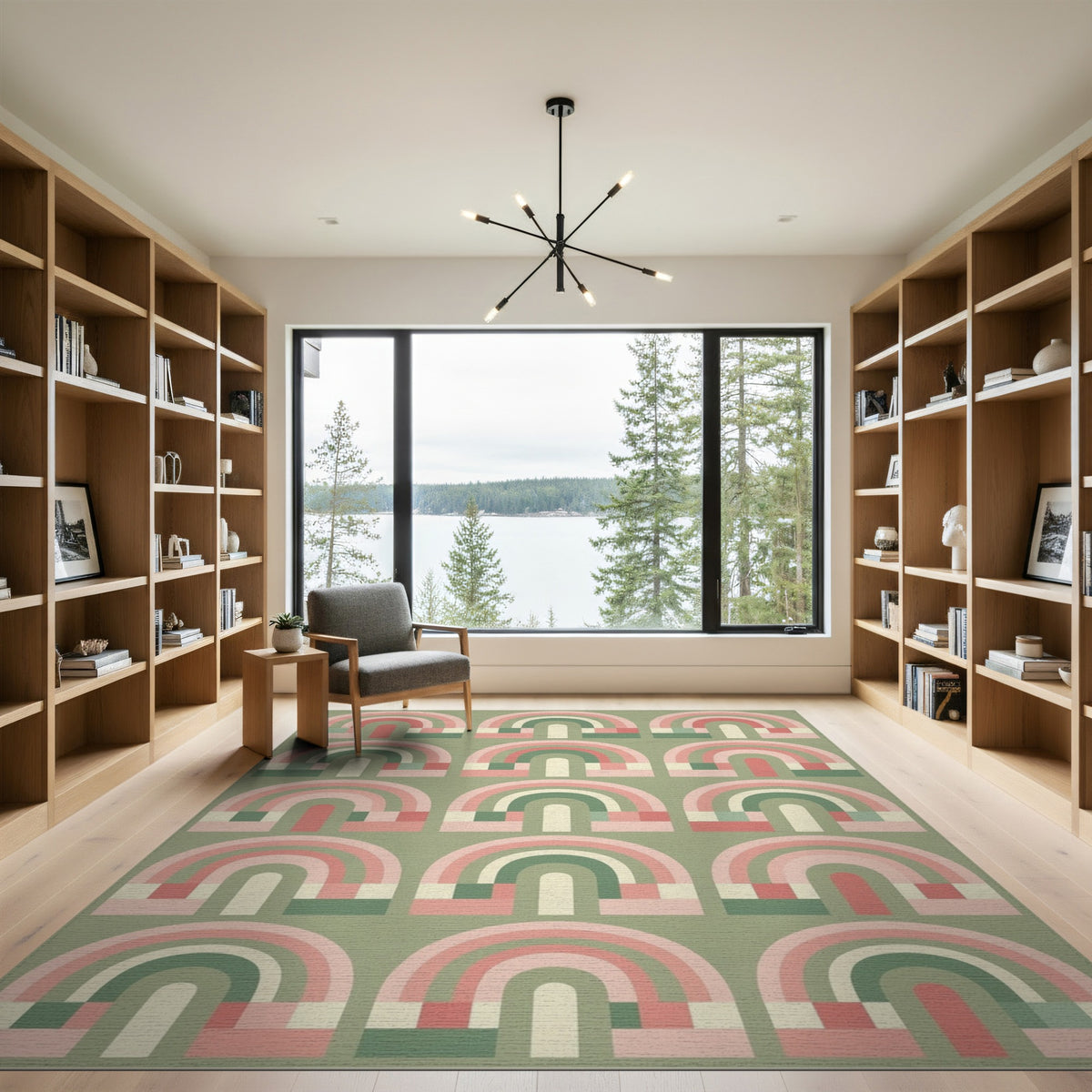 Geometric Modern Pink Geometric Arch Area Rug