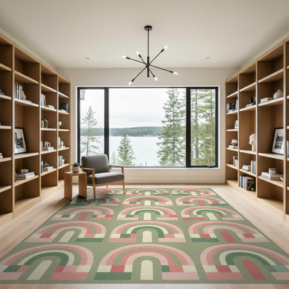 Geometric Modern Pink Geometric Arch Area Rug