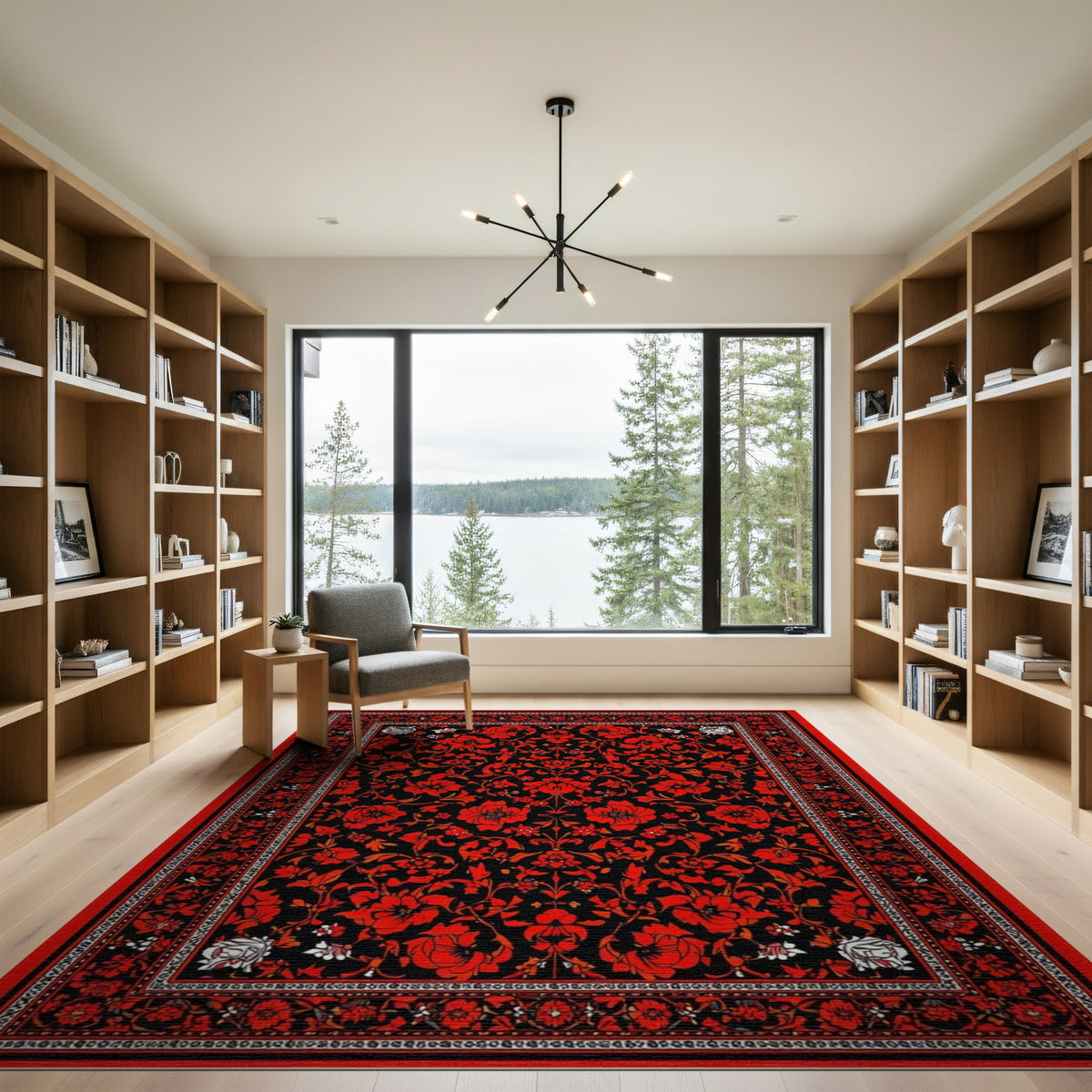 Red Floral Vintage Area Rug