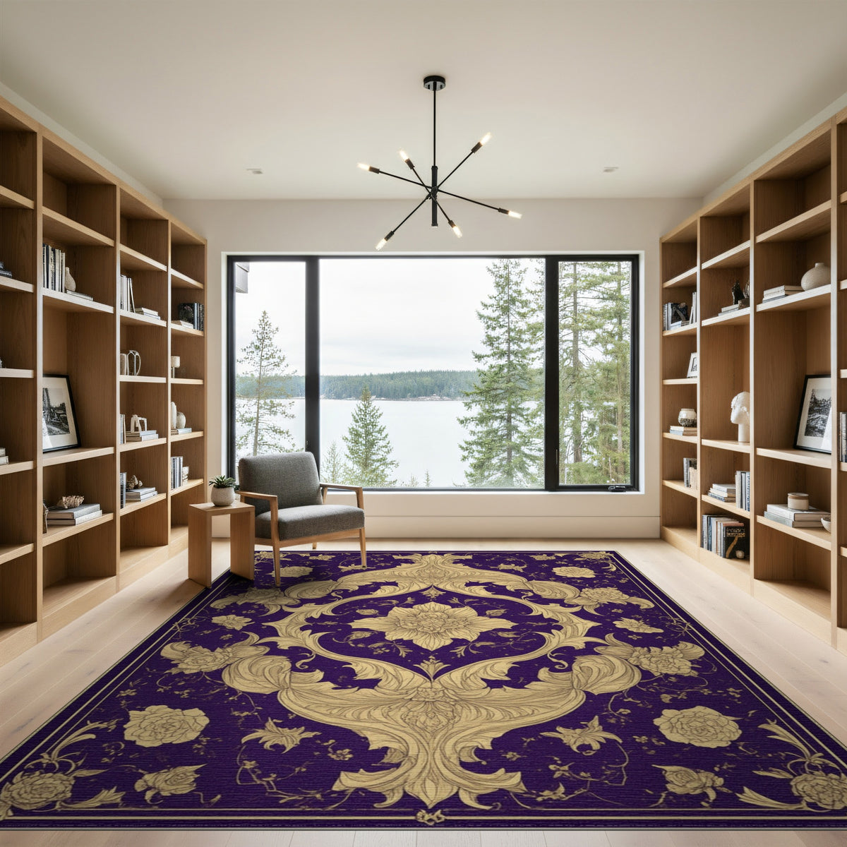 Purple Floral Vintage Area Rug