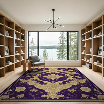 Purple Floral Vintage Area Rug
