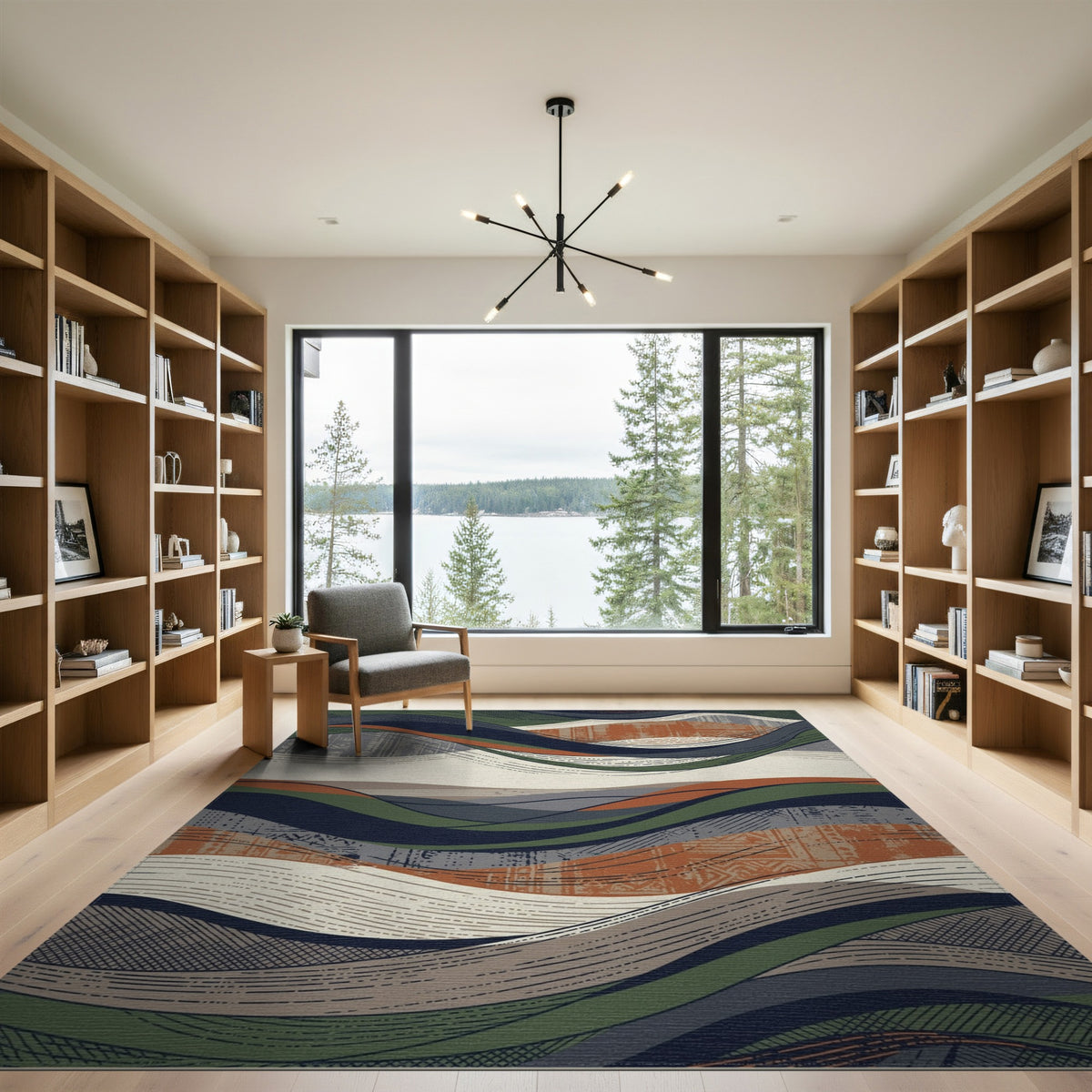 Flowing Waves Abstract Area Rug