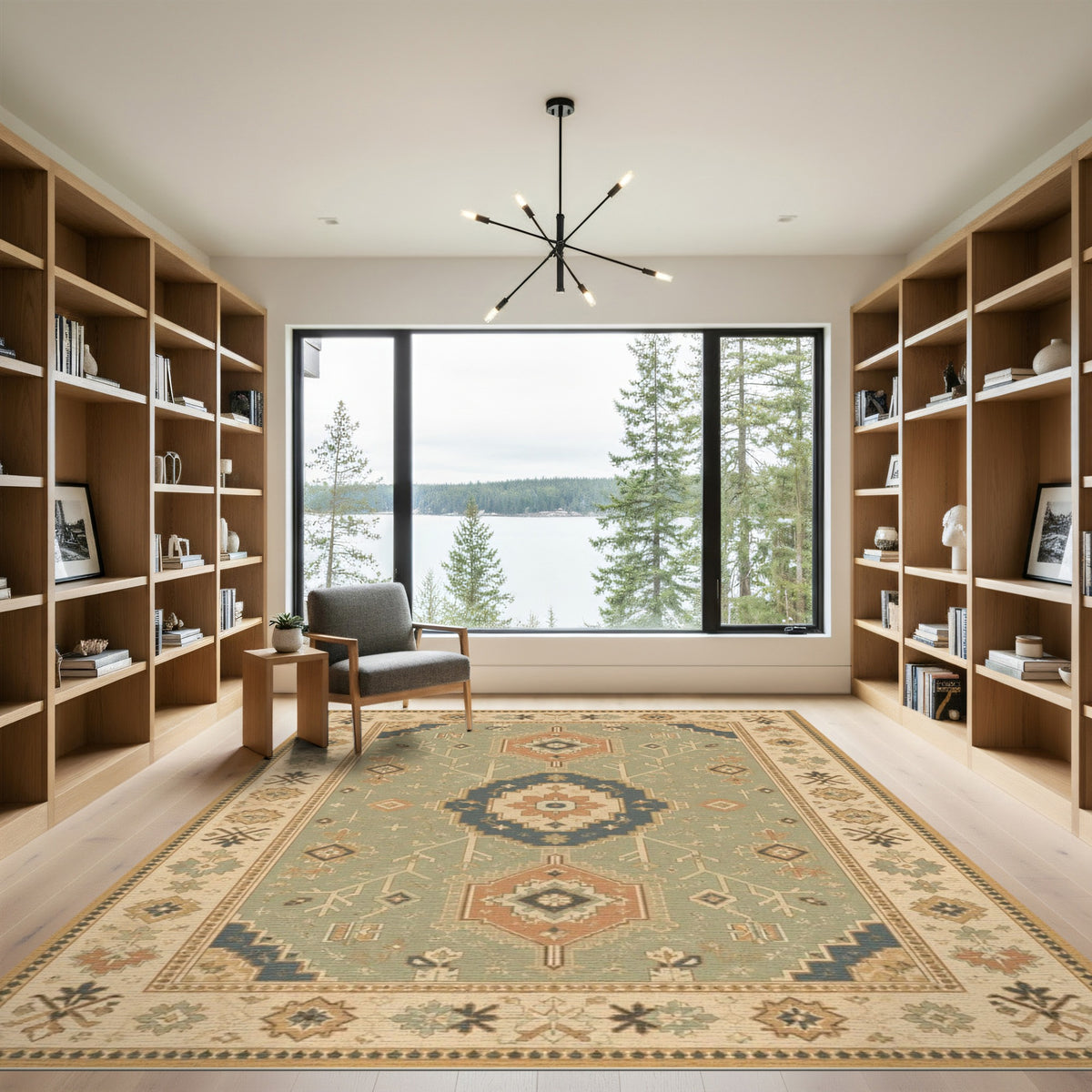 Blue Teal Heritage Medallion Area Rug