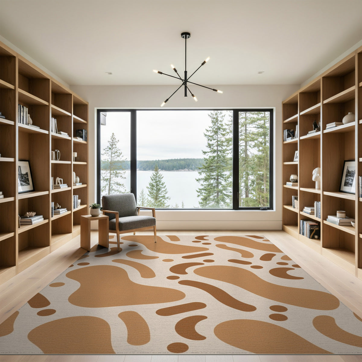 Organic Brown Abstract Area Rug